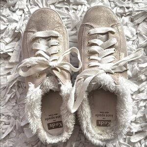 Keds for Kate Spade Metallic Suede Sneaker Slides Metallic